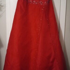 Mauri Simone hand beaded women's strapless grown red size 14